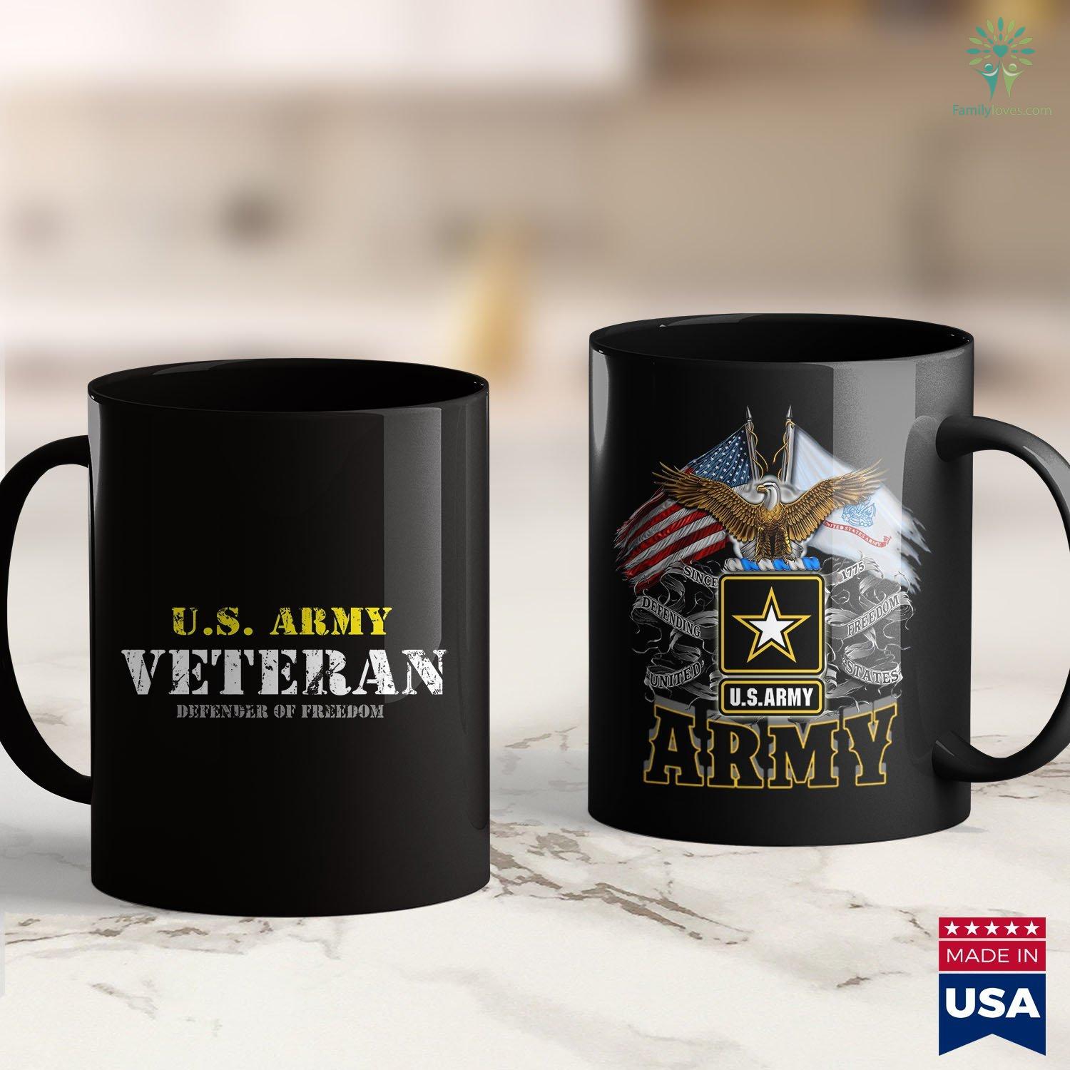 NEW US ARMY  VETERAN COFFEE MUG CUP RETIREMENT GIFT BLACK MADE IN THE USA 