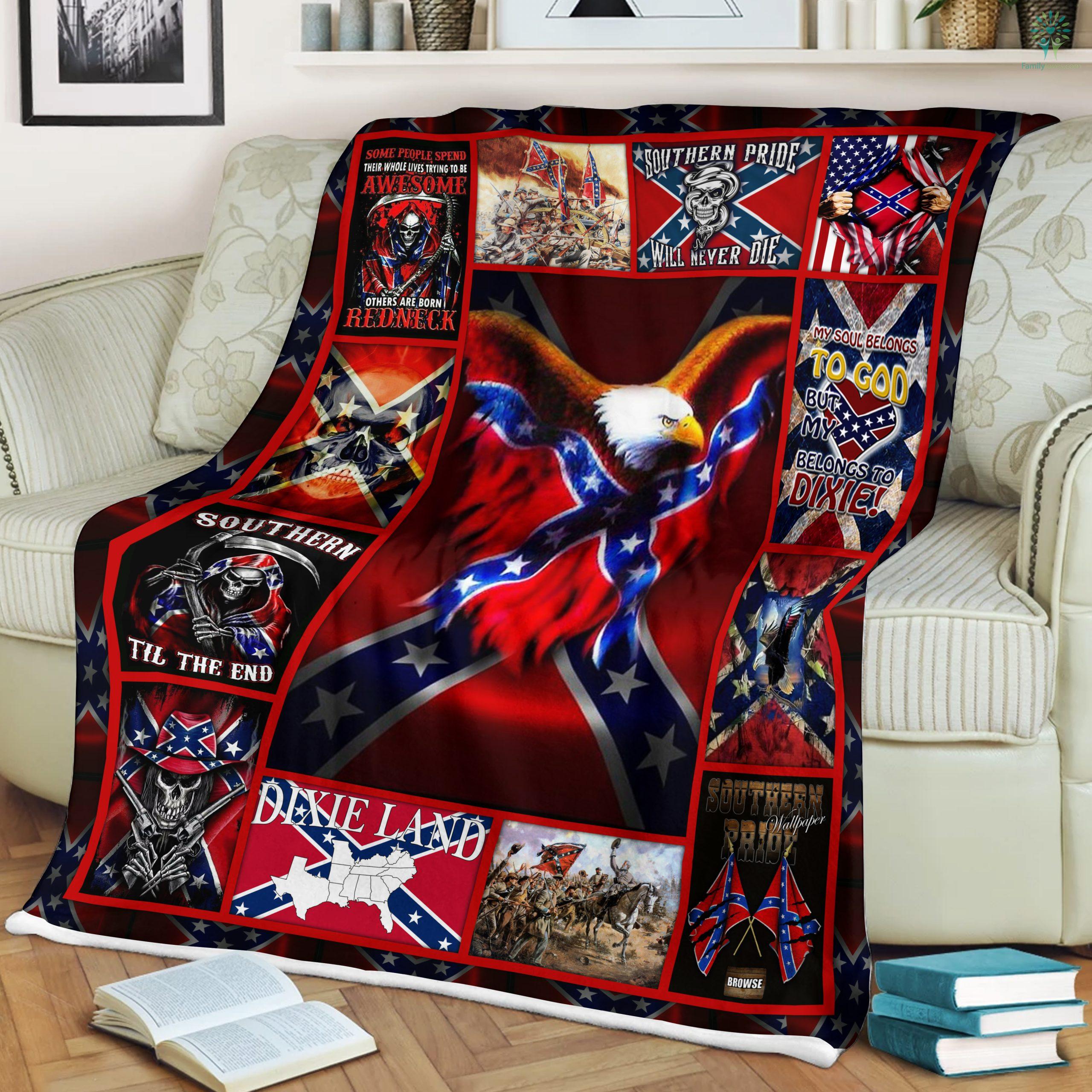 Eagle With US And Confederate Flags Sherpa Fleece Blanket Familylovescom
